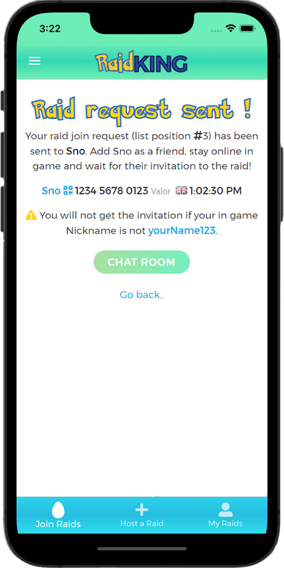 Raid King app join a raid screenshot